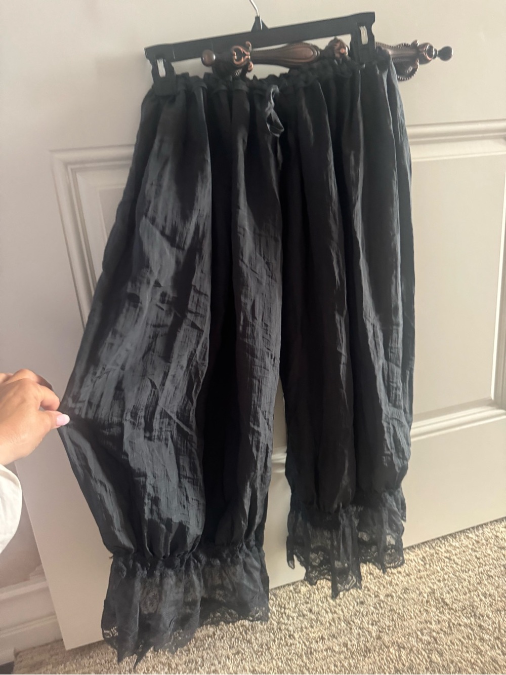 FREE PEOPLE FOREVER YOU G VICTORIAN LACE TRIMMED LONG BLOOMERS BLACK SP - Picture 6 of 9